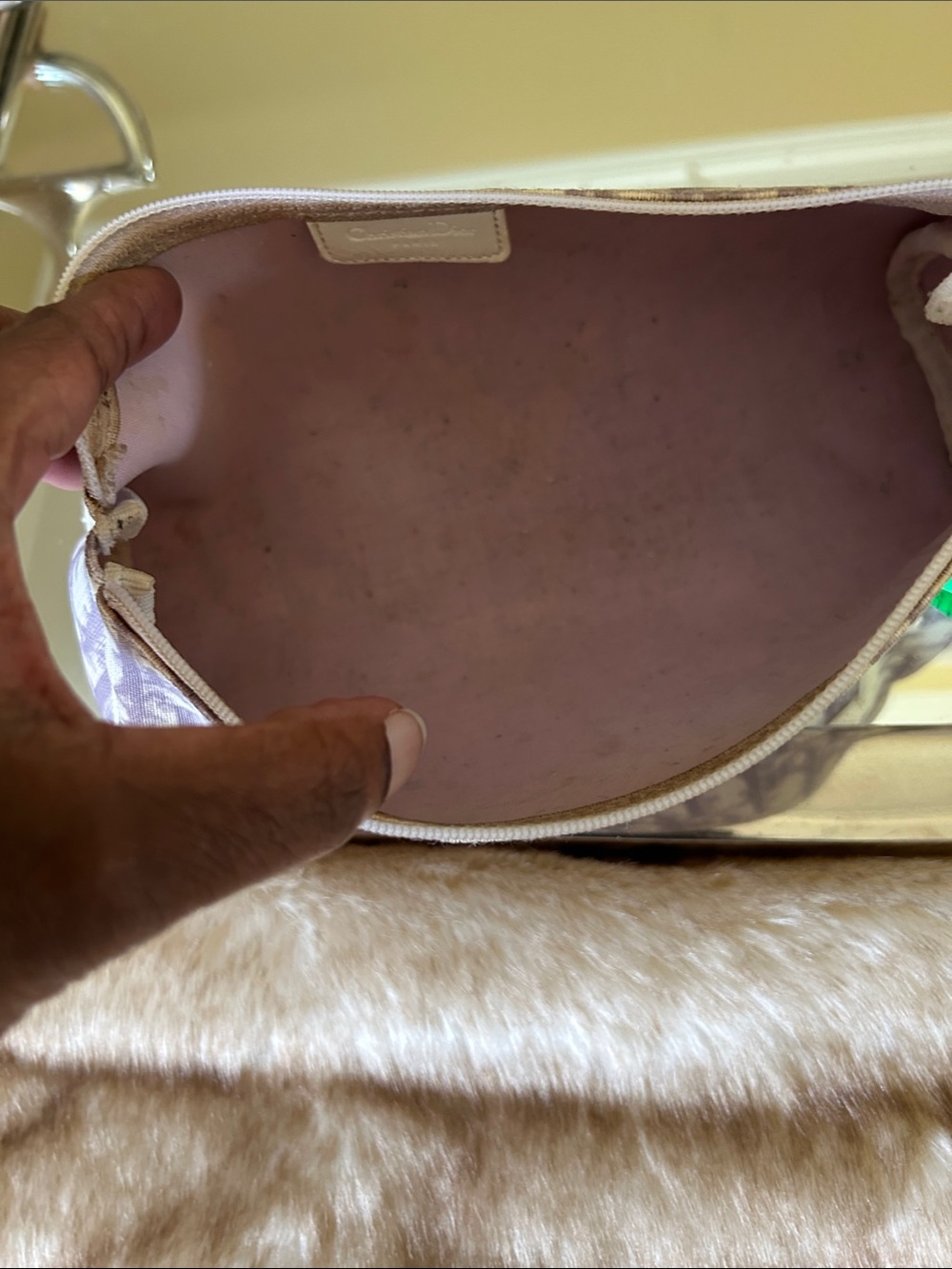 Dior Lavender Oblique Canvas Cosmetic Pouch with White '1' Appliqué ..Callouts - Picture 10 of 15